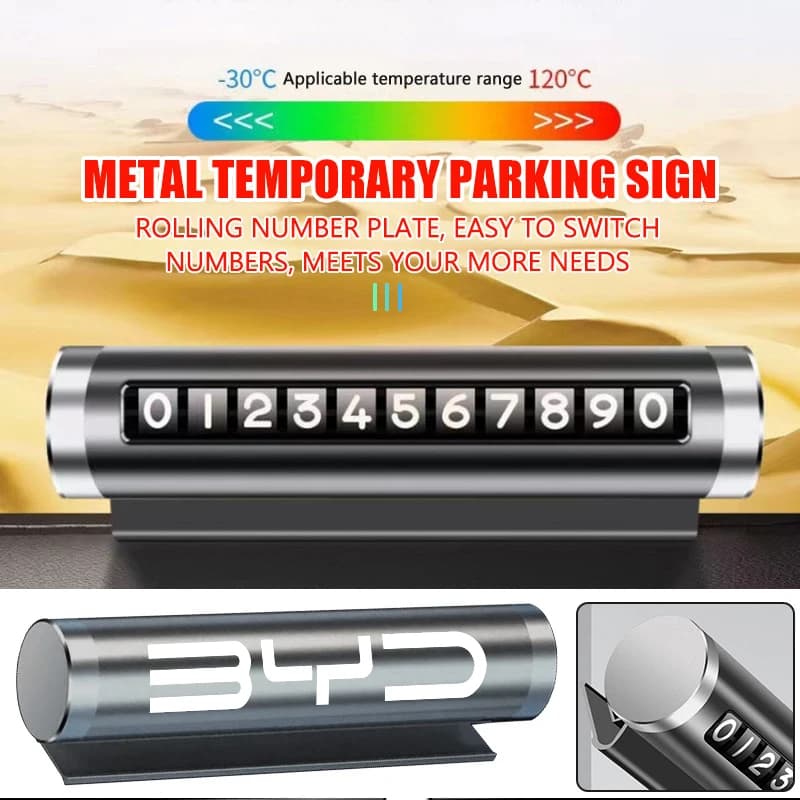 For BYD Car Temporary Parking Card Phone Number Card Plate Digital Parking Number Holder Qin Pro Tang F3 E6 Atto 3 Yuan Plus