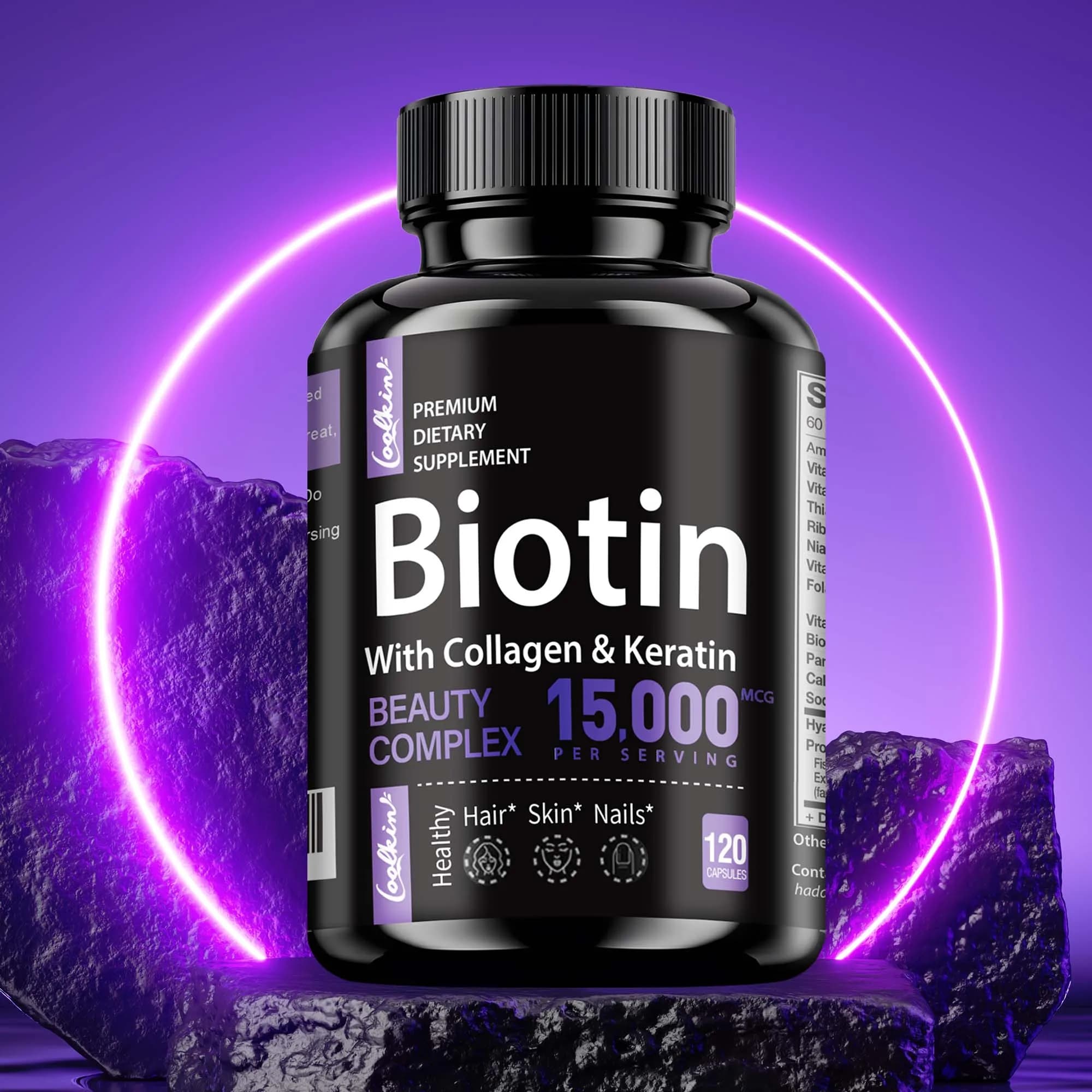 Capsule di collagene alla biotina: promuove la crescita dei capelli, migliora i capelli secchi, la cura della bellezza della pelle, supporta la salute delle unghie