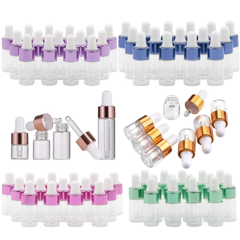 100 pz 1 ml-5 ml Oli Essenziali di Vetro Bottiglie Contagocce Portatile Mini Profumo Contagocce Fiale Per Il Campione Cosmetico Profumo Aromaterapia