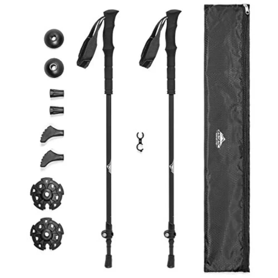 Carbon Fiber Trekking Sticks with Quick Adjustment Closures for Hiking and Leisure Walks, Lightweight and Resistent