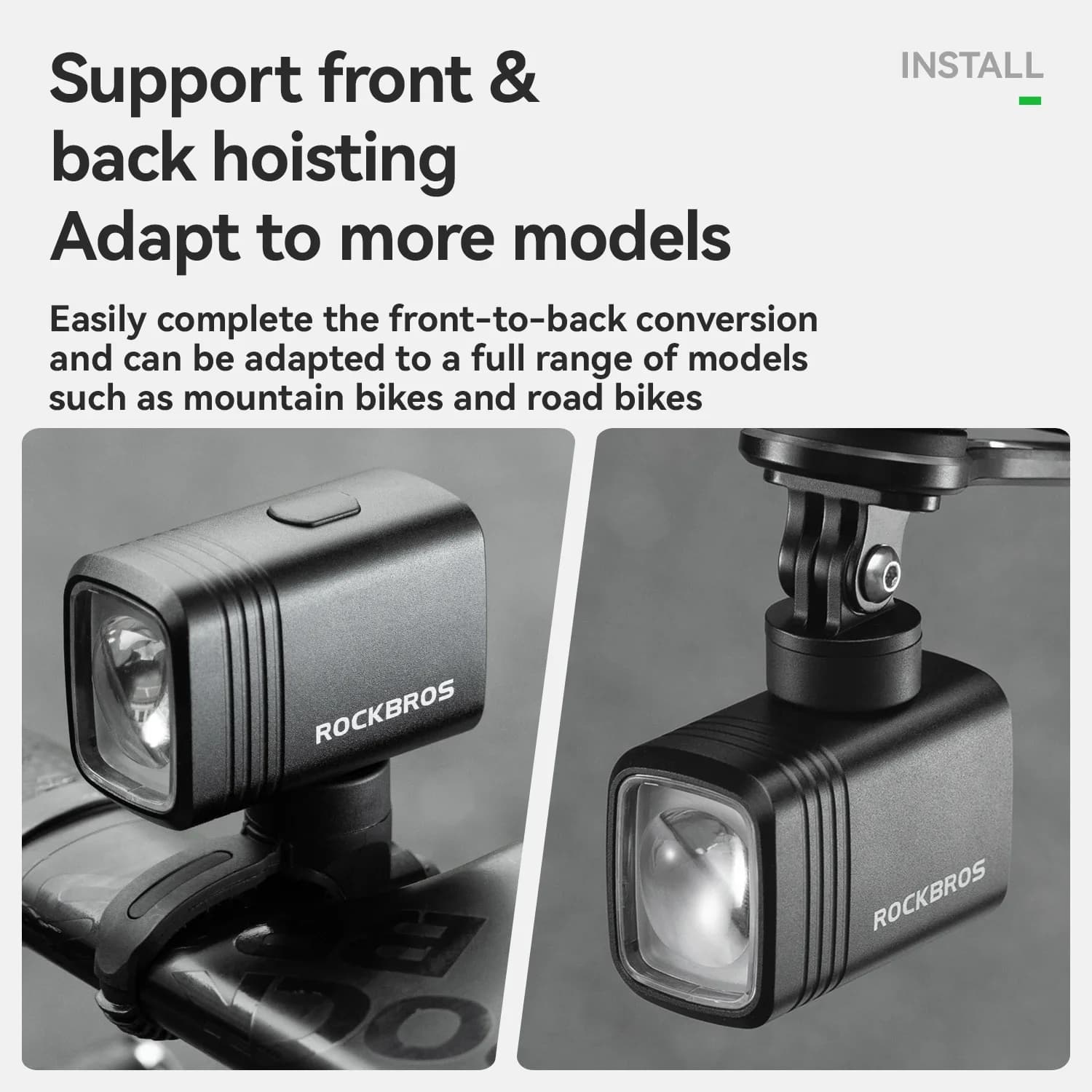 ROCKBROS 1000LM Bicycle Front Hanging Light Bike Headlight Cut-off Line Intelligent Power Display Screen High Brightness Light