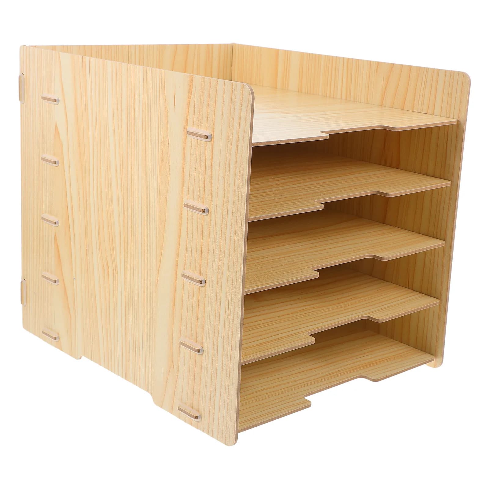 Organizzatore di Documenti in Legno Multistrato, Portadocumenti Stabile da Scrivania, Organizzatore di Cartelle e Fogli per Ufficio e Scuola