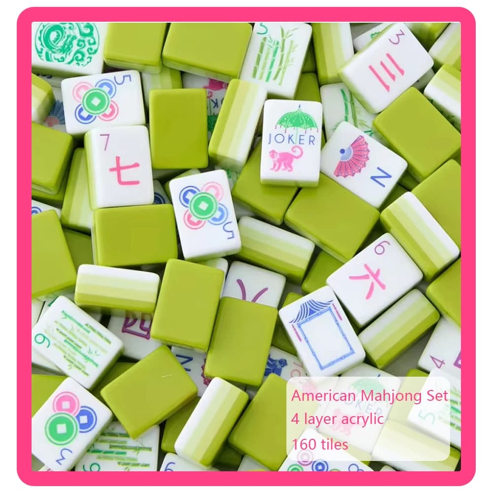 Hot Sale Premium Luxury Acrylic American Mahjong Set Engraved Mahjong Tiles Portable MahJong Sets for Adult Board Games