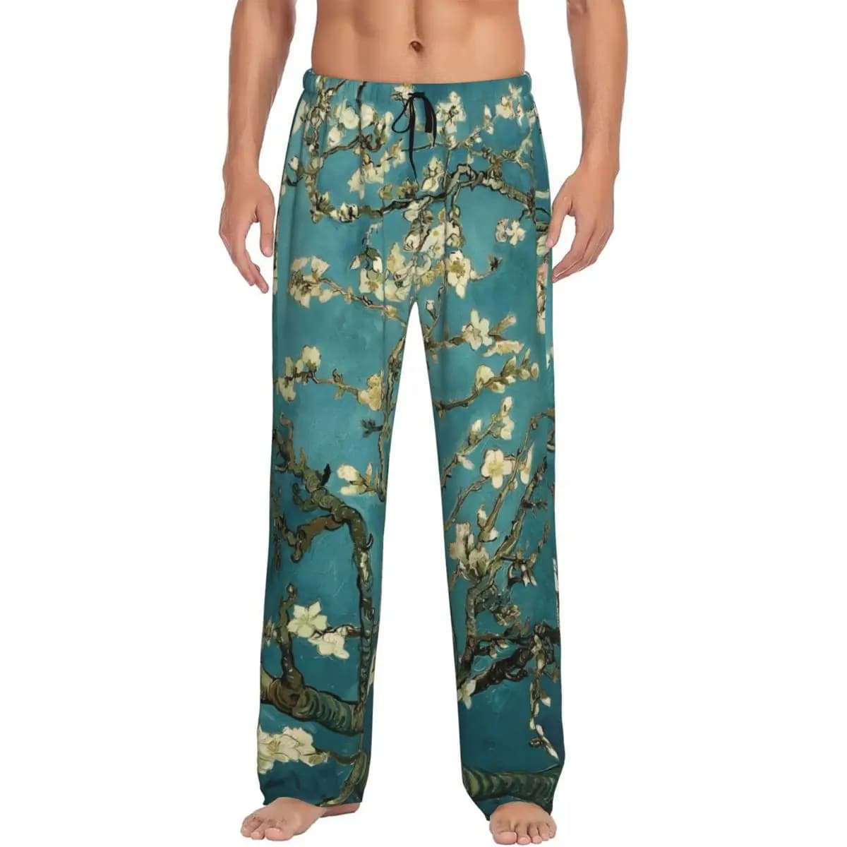Pantaloni da Pigiama Personalizzati con Stampa di Vincent Van Gogh per Uomo, Abbigliamento da Notte con Motivi Impressionisti e Tasche