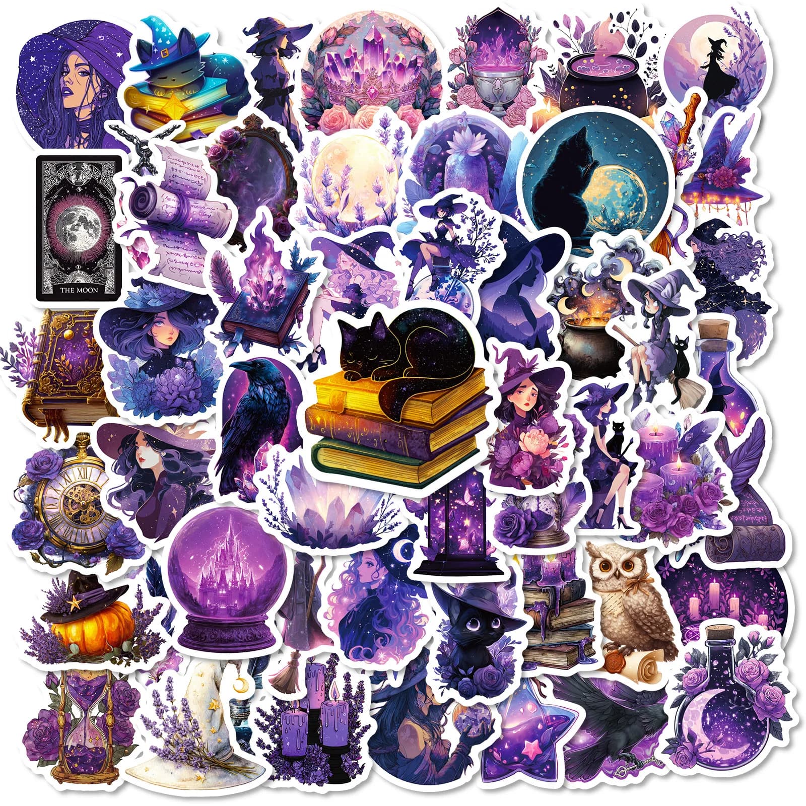 56/112 Pcs Nuovo Viola Mistico Strega Doodle Adesivi Nessuna Ripetizione per la Decorazione Alla Moda Casco Scatola di Cancelleria Notebook Valigia Telefono