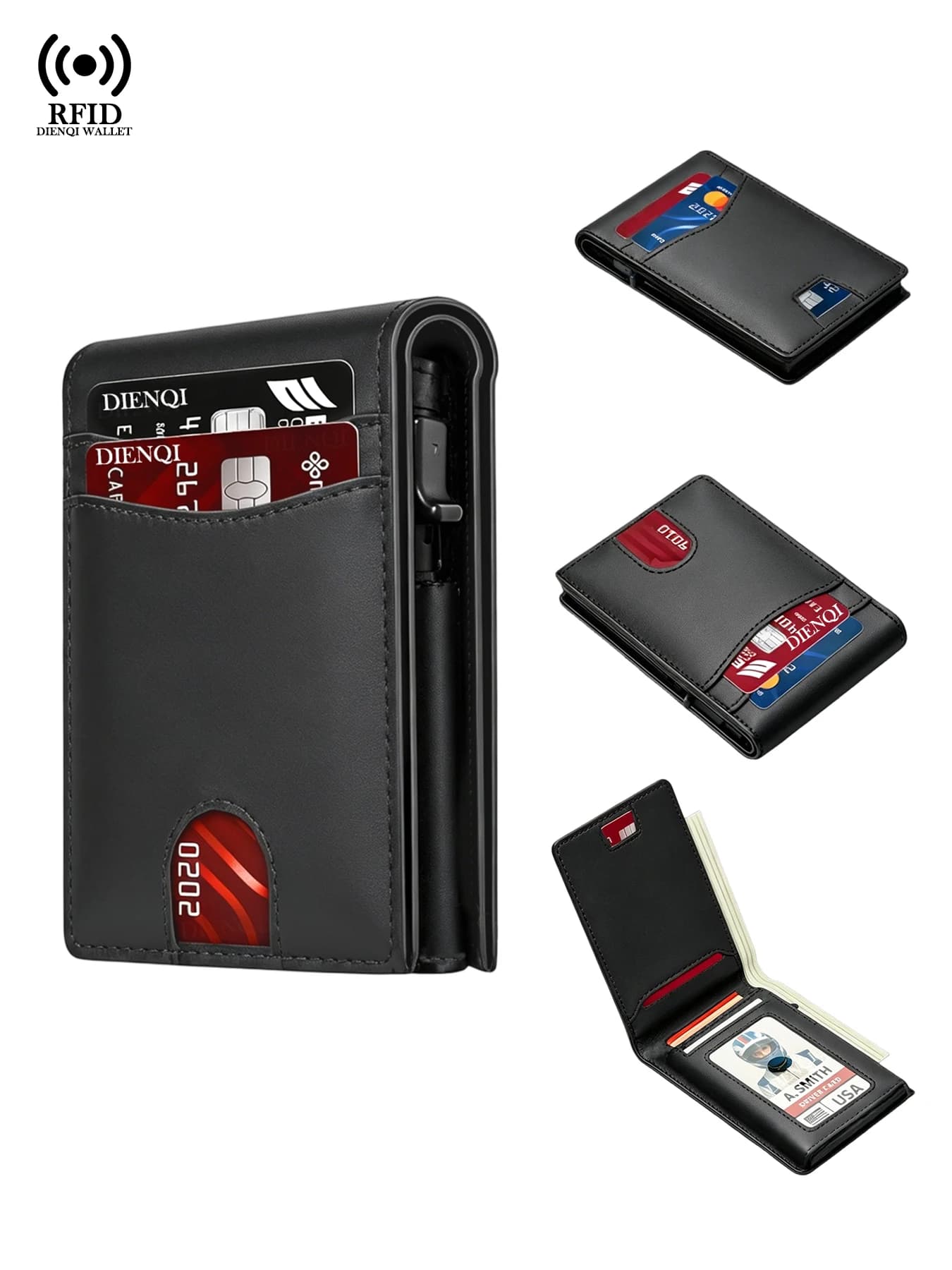 Portafogli di Lusso da Uomo, Porta Carte di Credito RFID, Portamonete in Fibra di Carbonio e Pelle, Portafogli Bifold per Uomo