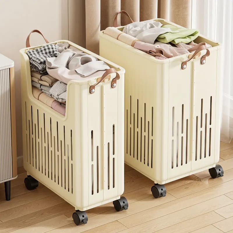 Cesto porta abiti sporchi pieghevole aperto, cesto portabiancheria pieghevole con ruote, organizer salvaspazio per camera da letto/bagno