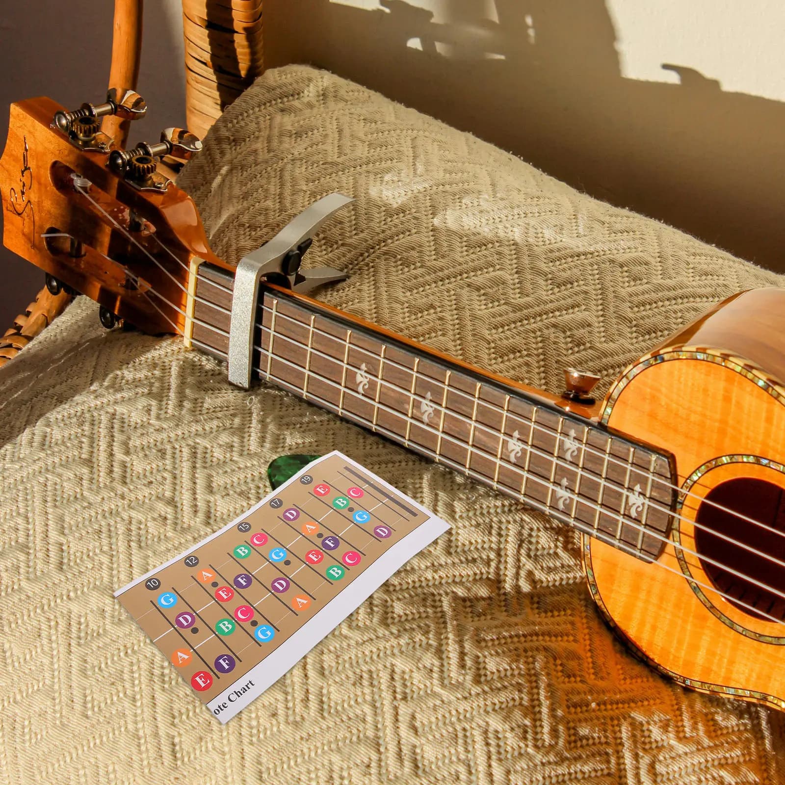 Guida di Riferimento per Accordi e Scale di Ukulele, Diagrammi Completi a Quattro Corde, Strumento di Apprendimento Facile, Poster Portatile per Esercitazioni Musicali