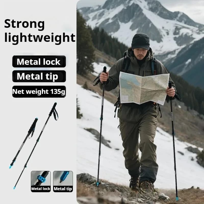 Walking Stick for Metal Hiking Lightweight Stretchable Trekking Stick Carbon Fiber Comfortable and portable Outdoor Camping Supplies