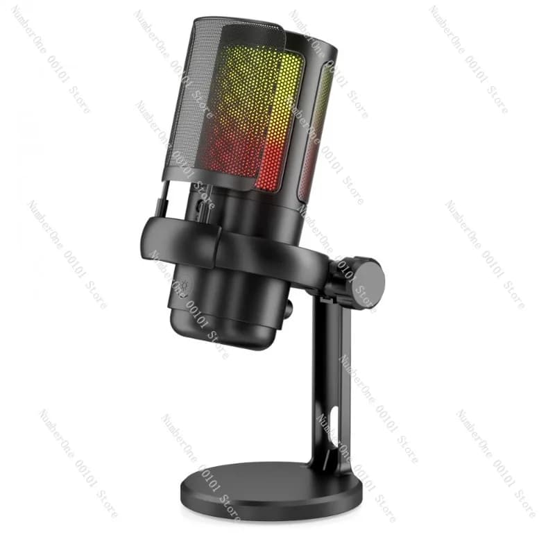 USB Desktop Condenser Microphone RGB Gaming Mic For PC Game Chat Recording