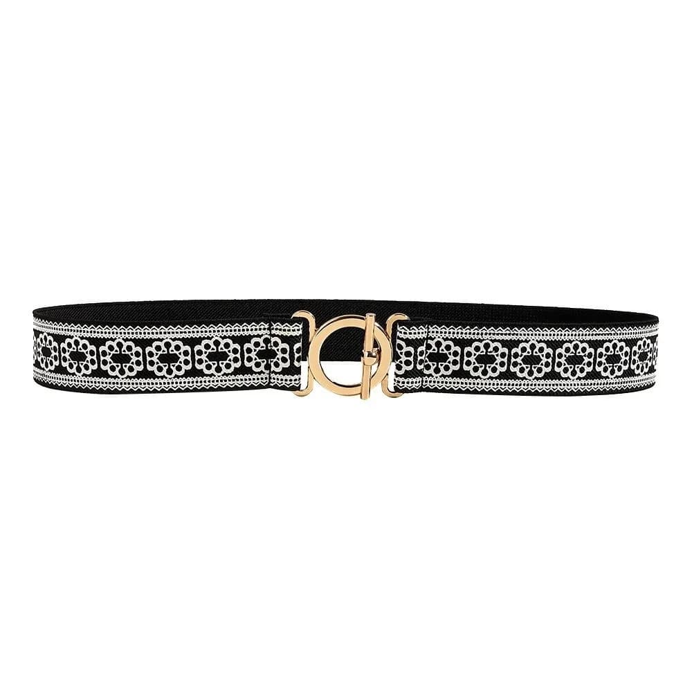 Women's Adjustable Elastic Belt with Metallic Ring Buckle, Width 3cm, Invisible Belt No Problems for Women's Dresses