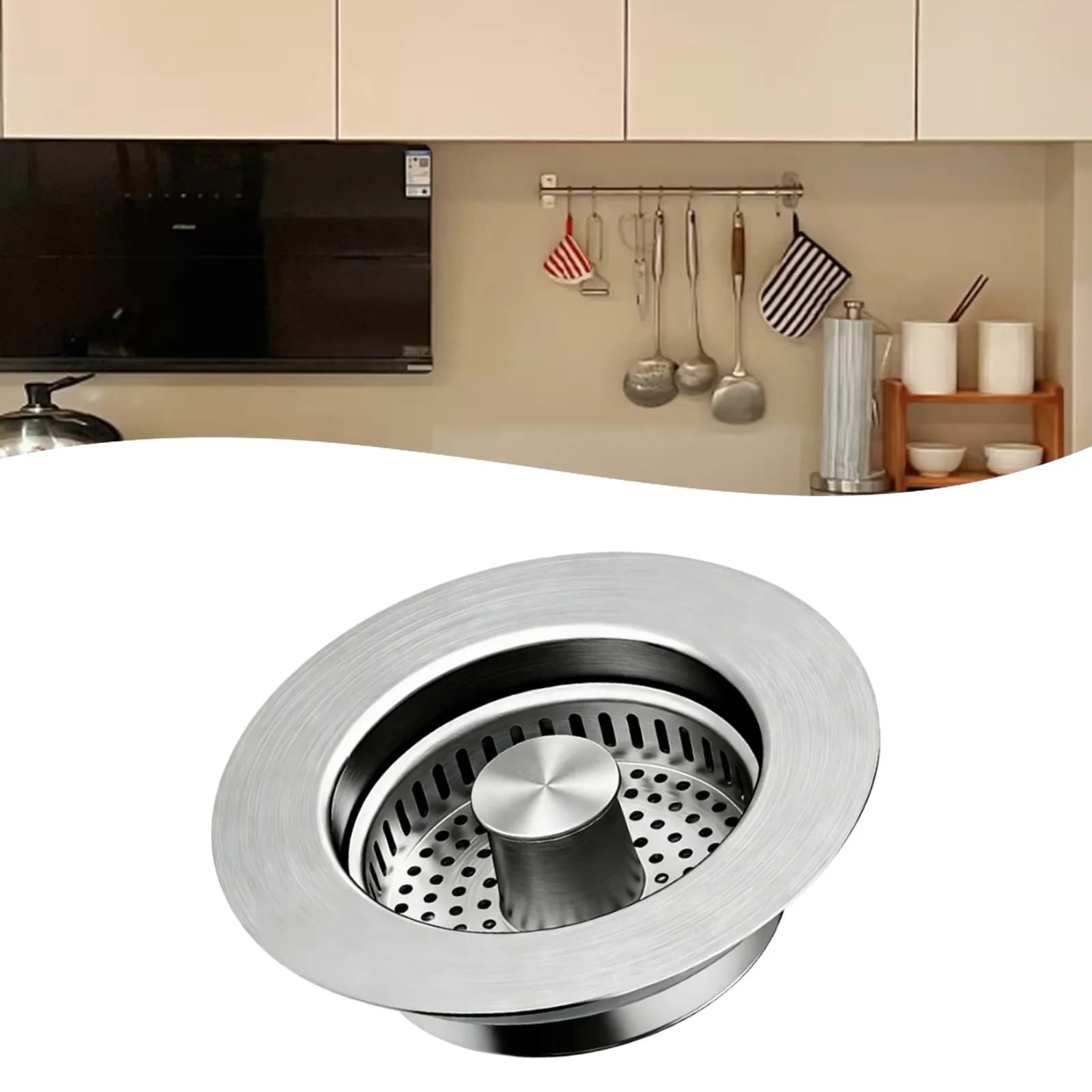 1/2 pz. Filtro per lavello da cucina, cestello filtrante rimovibile, tappo filtro per lavello, filtro per rifiuti per scarico a pavimento cucina
