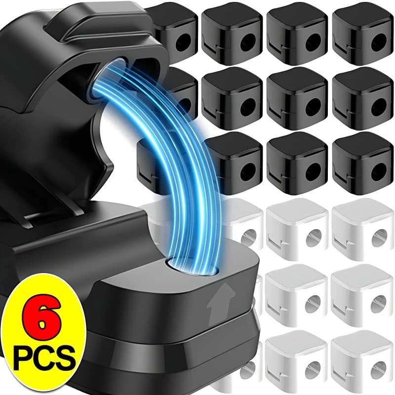 6 pezzi di clip per cavo magnetico, supporto per cavo liscio e regolabile sotto la scrivania, gestione dei cavi, supporto per cavo, organizer per cavi