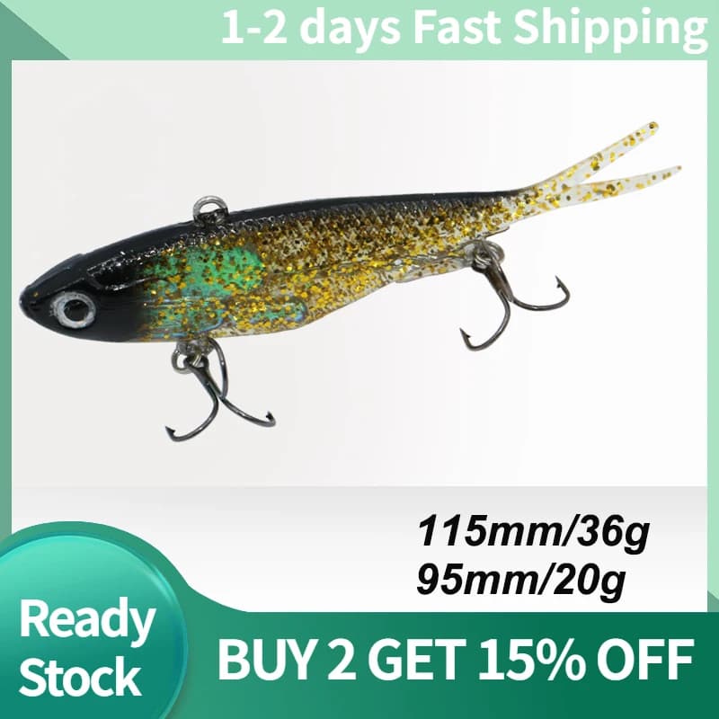 AI-SHOUYU 1 pz 36g/11.5cm richiamo di pesca sul ghiaccio VIB Soft Wobblers esche da pesca Aritificial Silicone avvolto Jig piombo attrezzatura da pesca