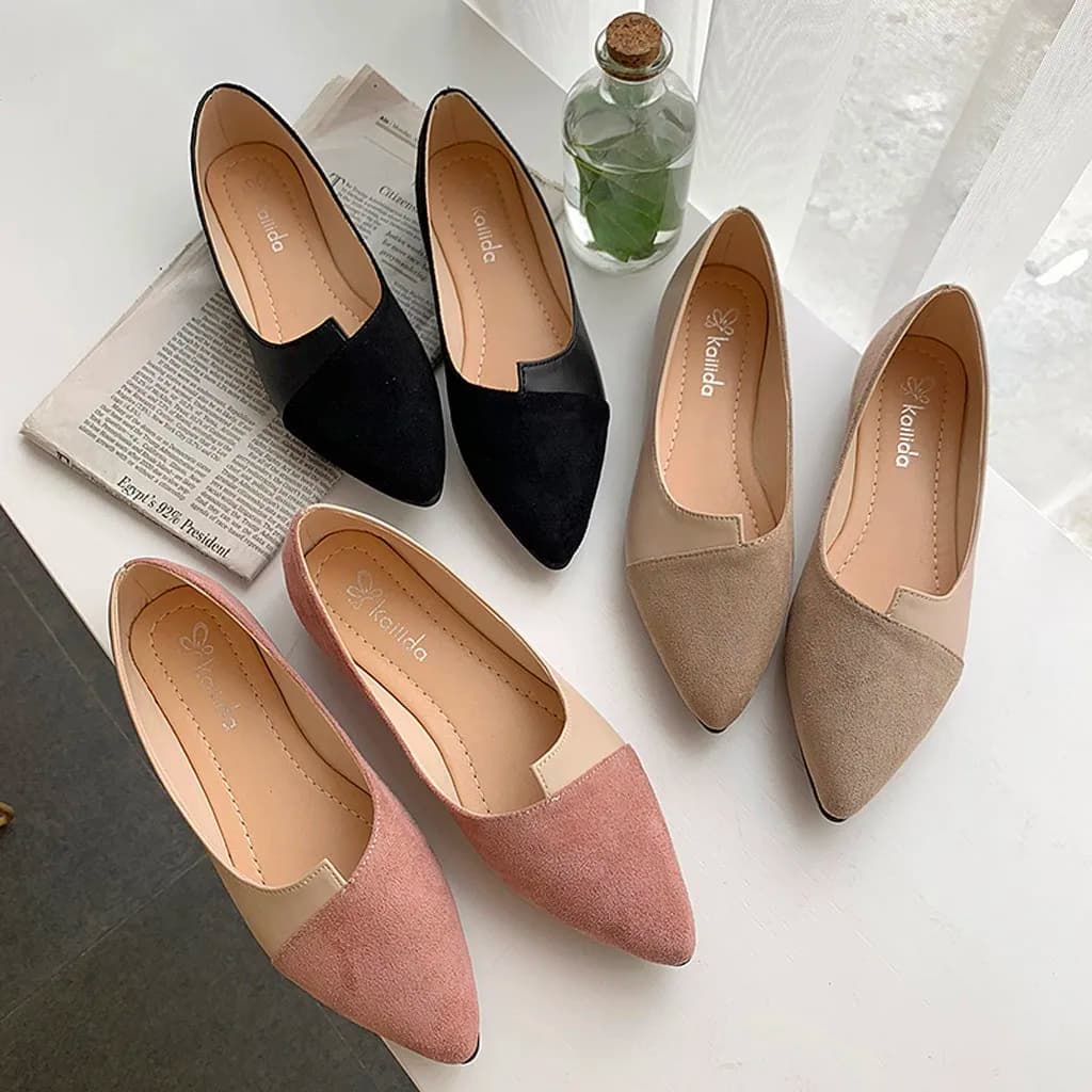 Women's Pointed Low Shoes Slip On Patchwork Solid Dancers Breathable Casual Moccasins Daily Comfort for All Matching