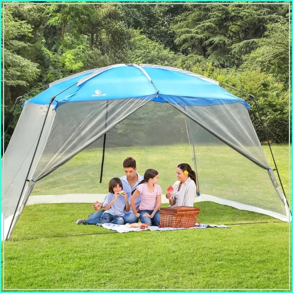 13x9 ft Screen Tent Camping Canopy Sun Shade Shelter Mesh Net Wall for Outdoor Patio Beach Hiking Parties