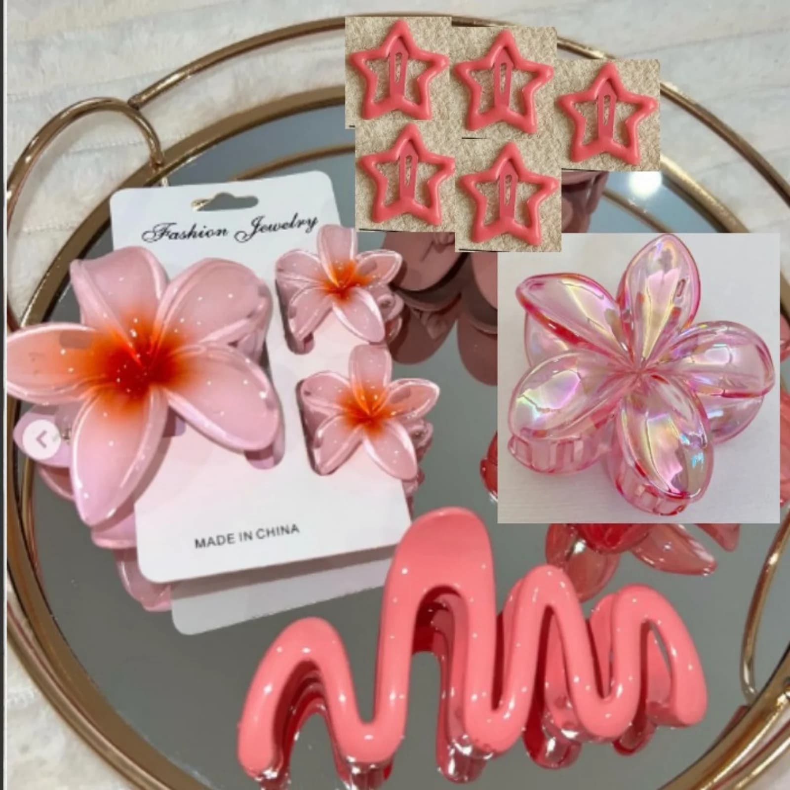 Set di 10 fermagli per capelli a forma di fiore, stella e onda con gradiente dolce, fermagli a pinza per donna, fermagli da spiaggia, accessori per capelli estivi