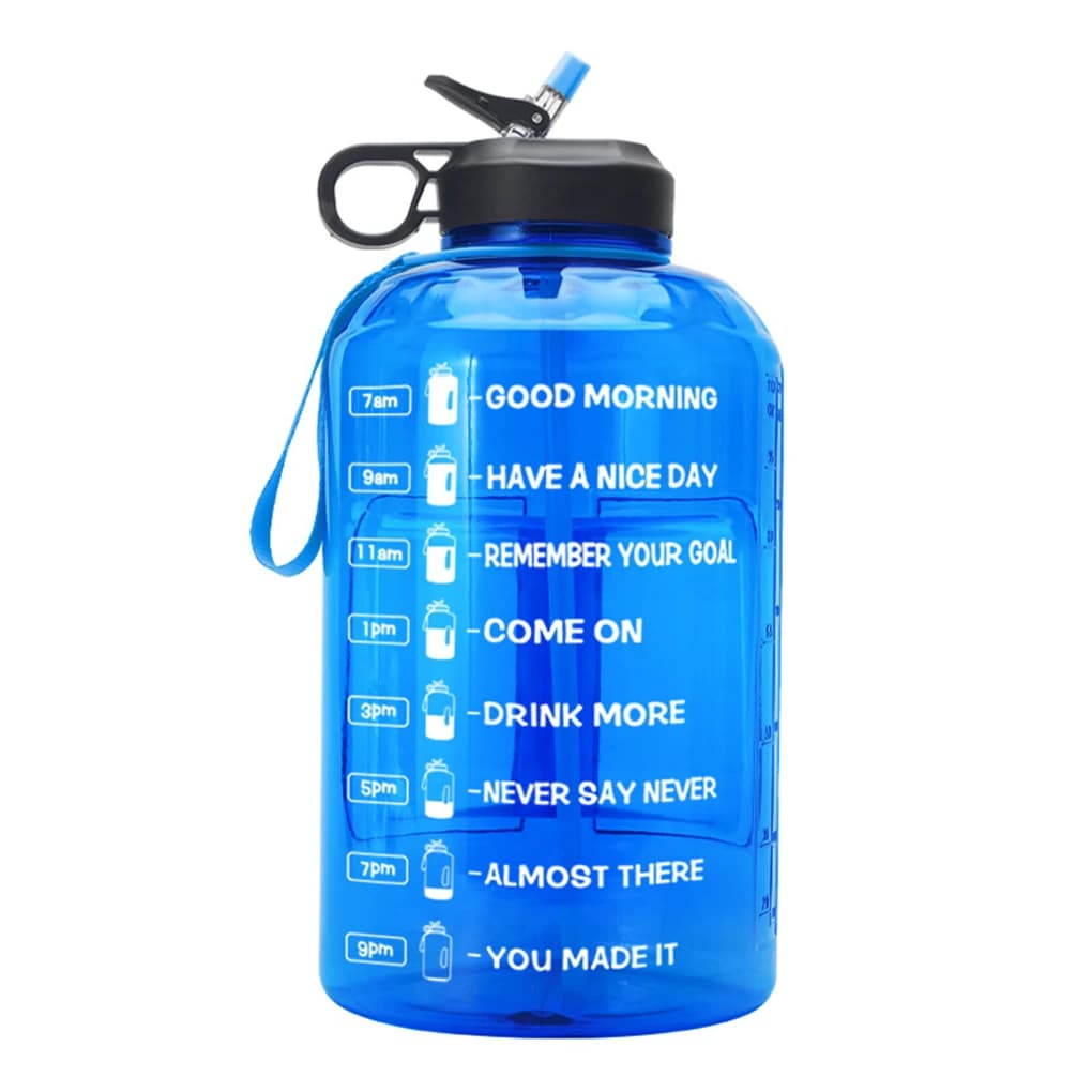 Bottiglia d'acqua motivazionale da 3,78 litri con indicatore di tempo, brocca in plastica, accessori bianchi