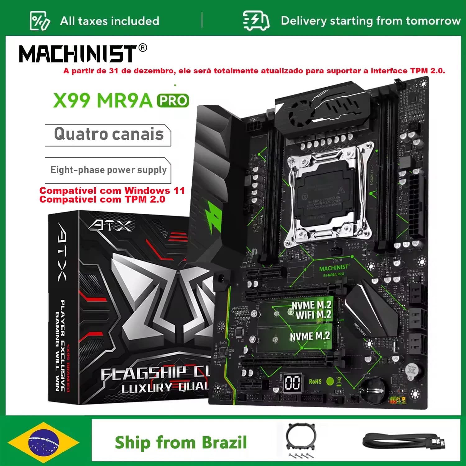 MACHINIST X99 Scheda madre MR9A PRO LGA 2011-3 Supporto Inter Xeon E5 V3 V4 Series Processore e DDR4 ECC RAM Memoria desktop ATX