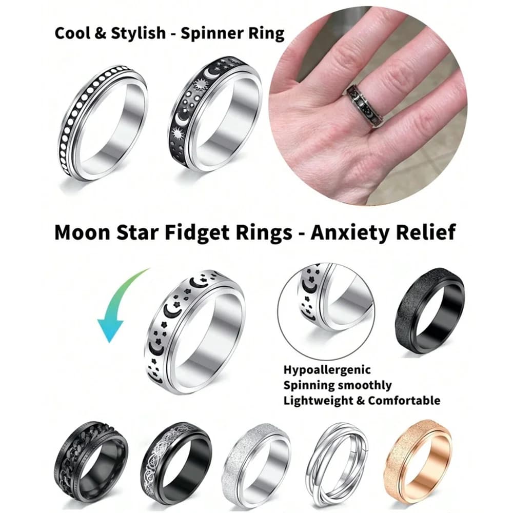 Anello di ansia ruotabile, anello di texture smerigliata del drago multi-stile per alleviare l'ansia per donne e uomini, gioielli di moda per la festa