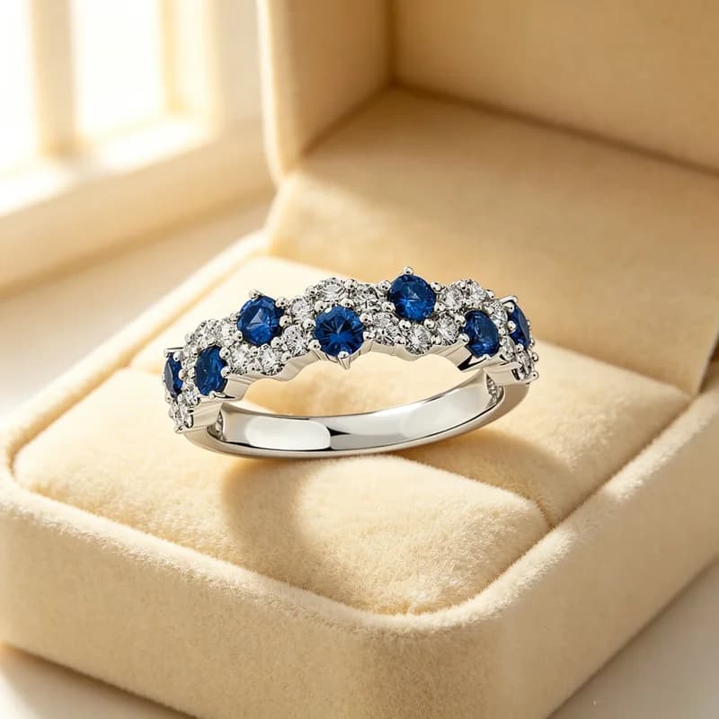 925 Sterling Silver for Women Elegant Rings Inlaid Shiny Blue/White Cubic Zirconia Engagement Wedding Fashion Party Fine Jewelry