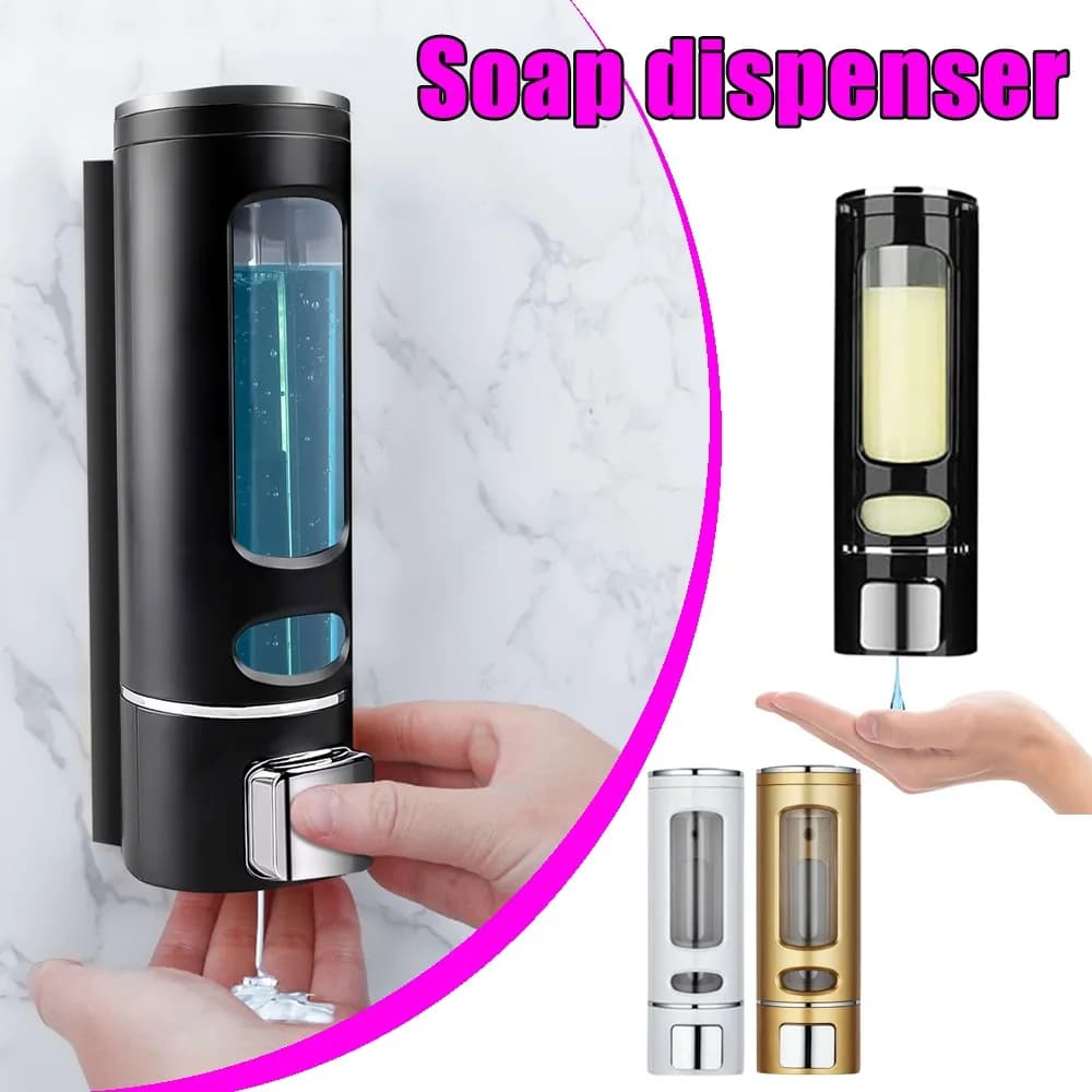 Dispenser di Sapone a Parete Adatto per Bagni, Cucine, Hotel, Dispenser Ricaricabile per Lozione/Sapone Liquido, Installazione a Parete
