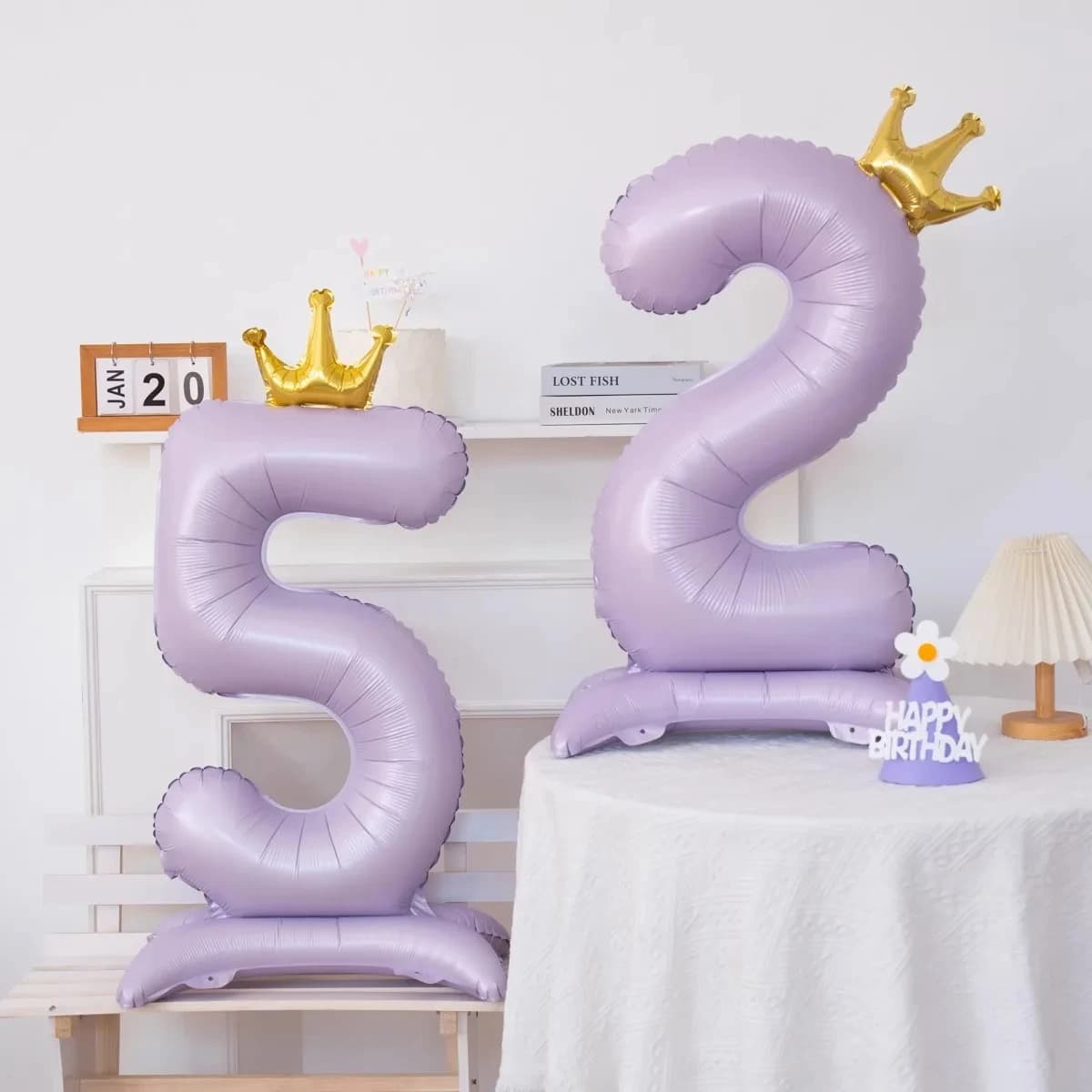 Palloncino Numero in Foil Viola Chiaro da 42 Pollici, Palloncini Digitali a Forma di Corona per Donne, Uomini, Bambini, Feste di Compleanno, Anniversari, Decorazioni
