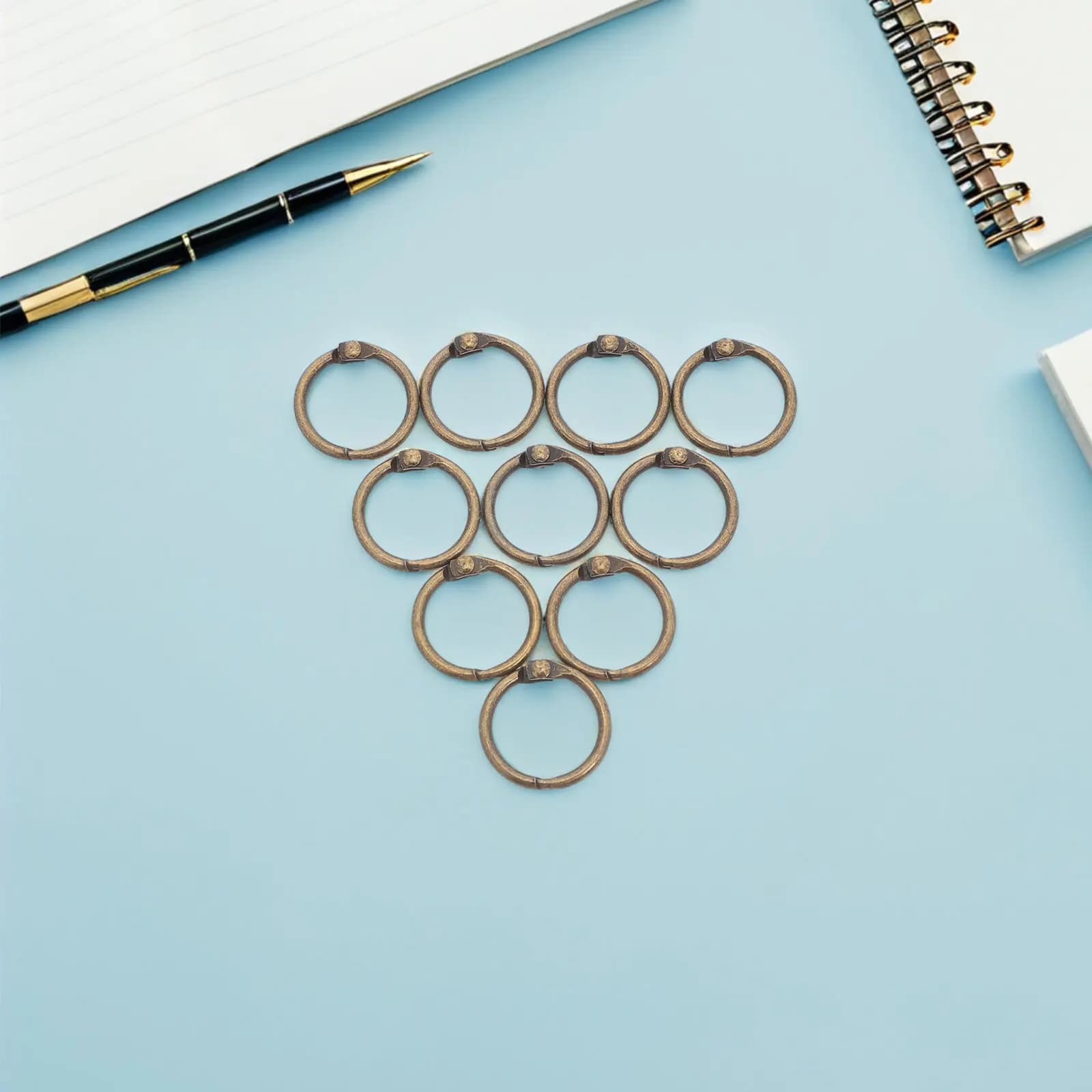 50Pcs Loose Leaf Binder Rings Metal Golden Book Binding Ring Strong Hinged Buckle for Notebook Planner Index Card Organization