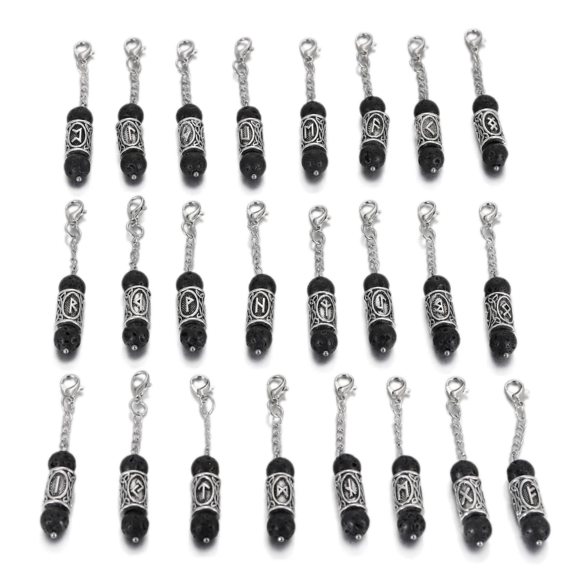 3 pendenti con perline rune, ciondoli in pietra lavica nera naturale, bracciale vintage fai da te, accessori per collane per la creazione di gioielli