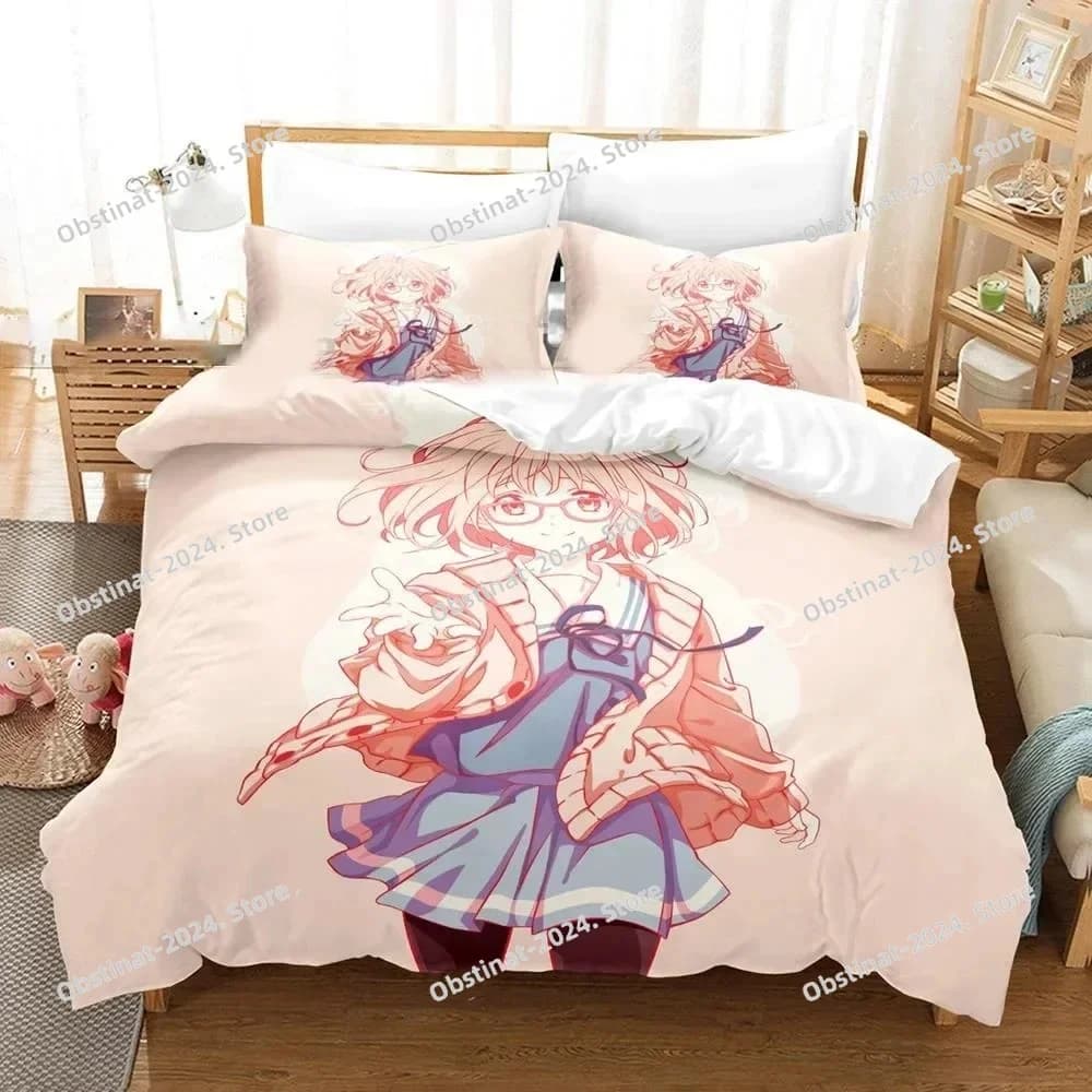 Anime Beyond the Boundary Mirai Kuriyama Set biancheria da letto Copripiumino stampato Federa Singolo doppio stile Queen King Size Set