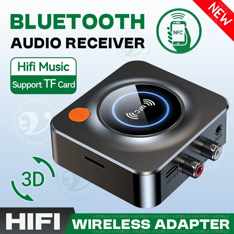Adattatore Bluetooth NFC Ricevitore audio Bluetooth wireless per musica stereo 3D Supporto AUX da 3,5 mm Riproduzione di schede TF per altoparlanti per kit auto