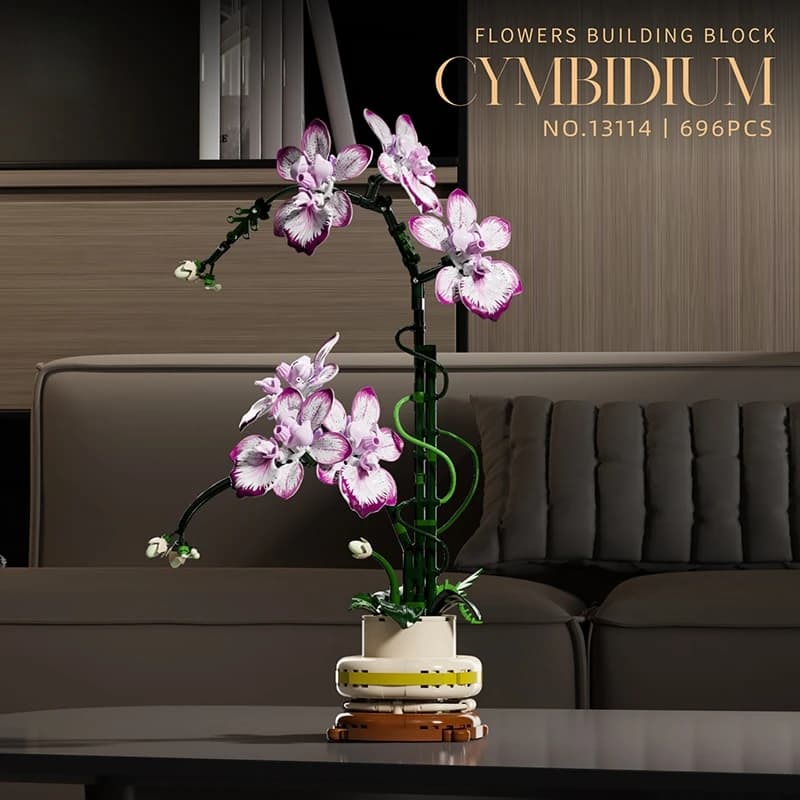MOC Creative Orchid Plant Building Blocks Set di blocchi da costruzione per bouquet di fiori Phalaenopsis Fiori che non si avvizziscono mai San Valentino per ragazze 696 pezzi
