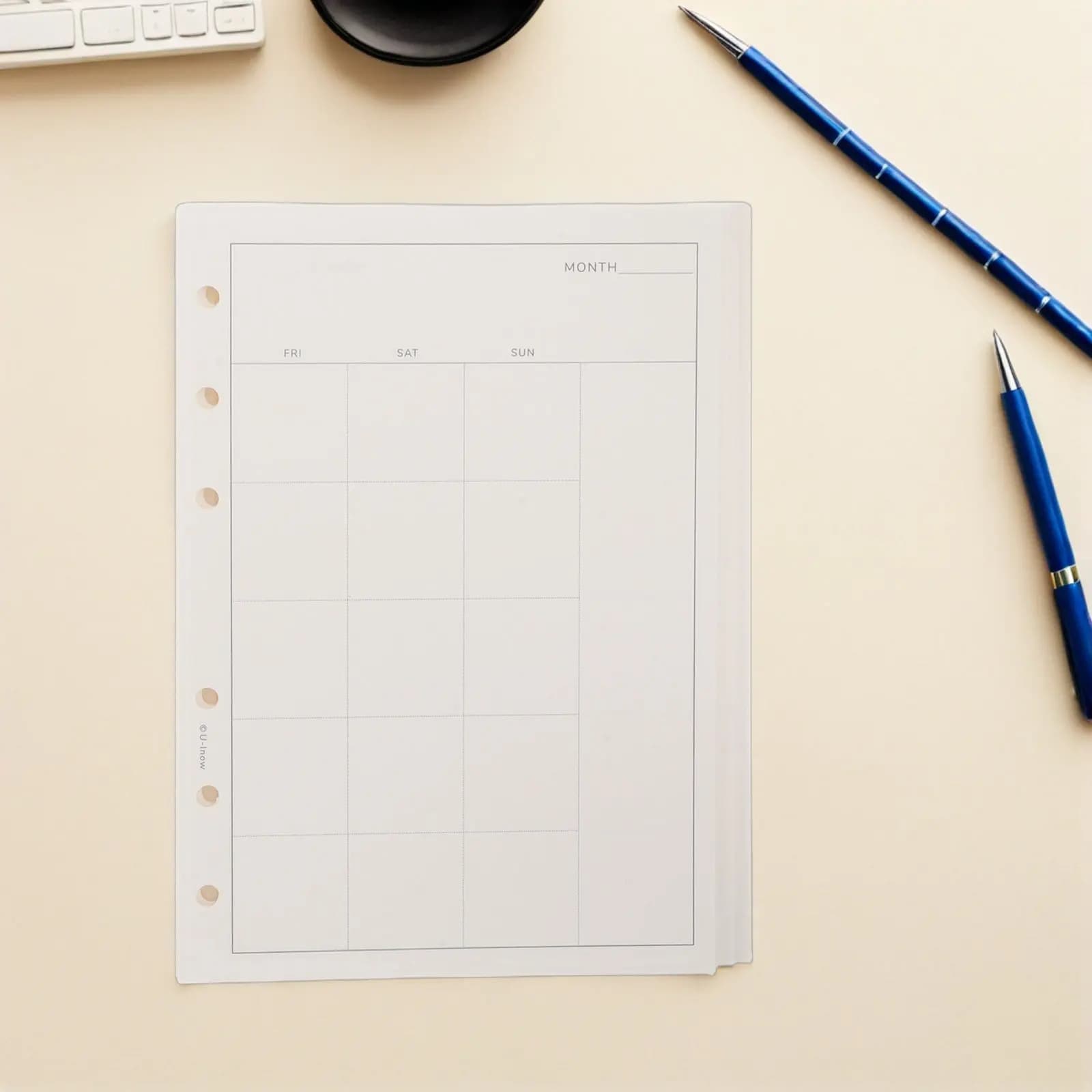 Ricambi per agenda settimanale e mensile A6, fogli ricaricabili per quaderno a fogli mobili, carta premium anti-sbavatura per raccoglitori