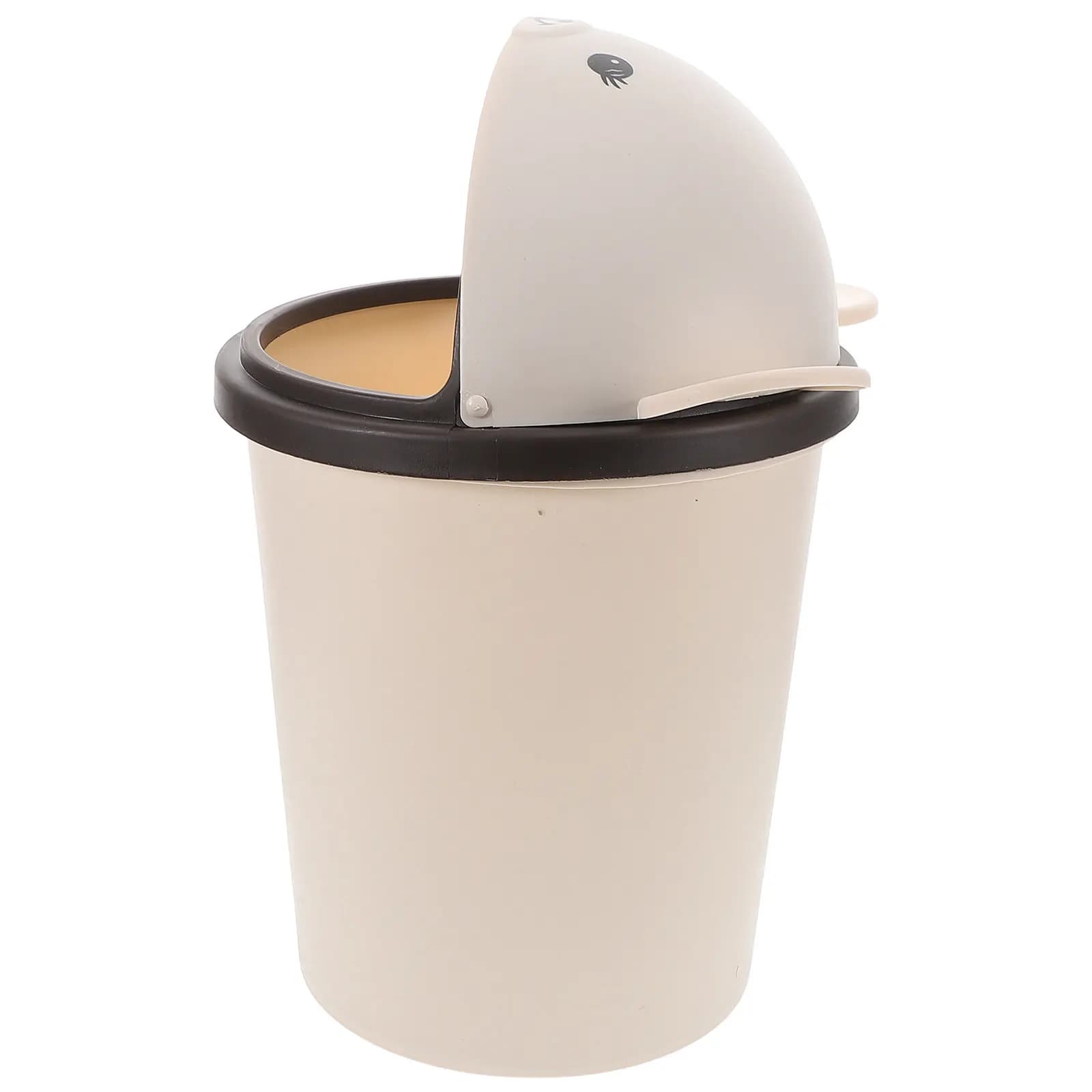 10L Large Capacity Bear Shaped Trash Can Swing Lid Odor Sealing Cute Kawaii Wastebasket for Bathroom Kitchen Bedroom Living Room