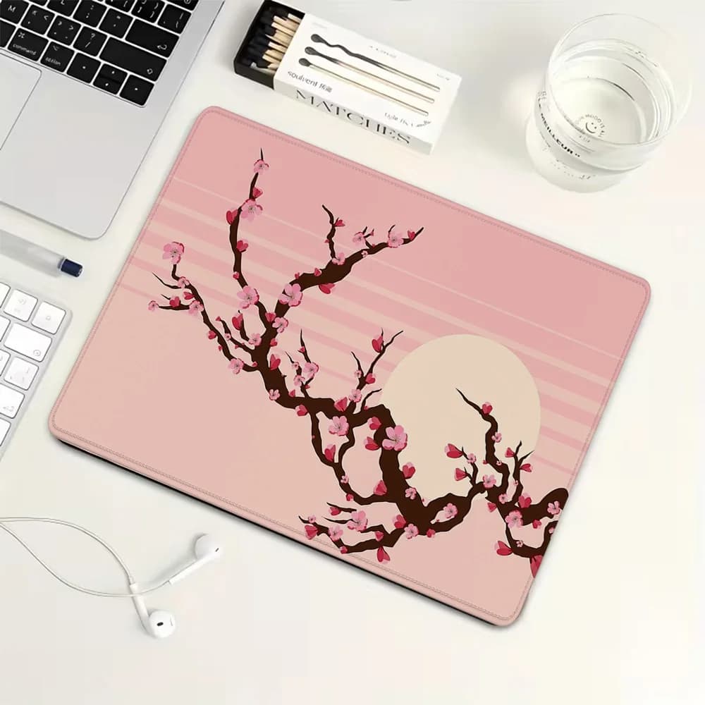 Fiori di prugna al chiaro di luna in stile giapponese Piccolo tappetino per mouse in gomma Tappetino per mouse da gioco Tappetino per tastiera meccanica Accessori per giochi per PC Tappetino da scrivania