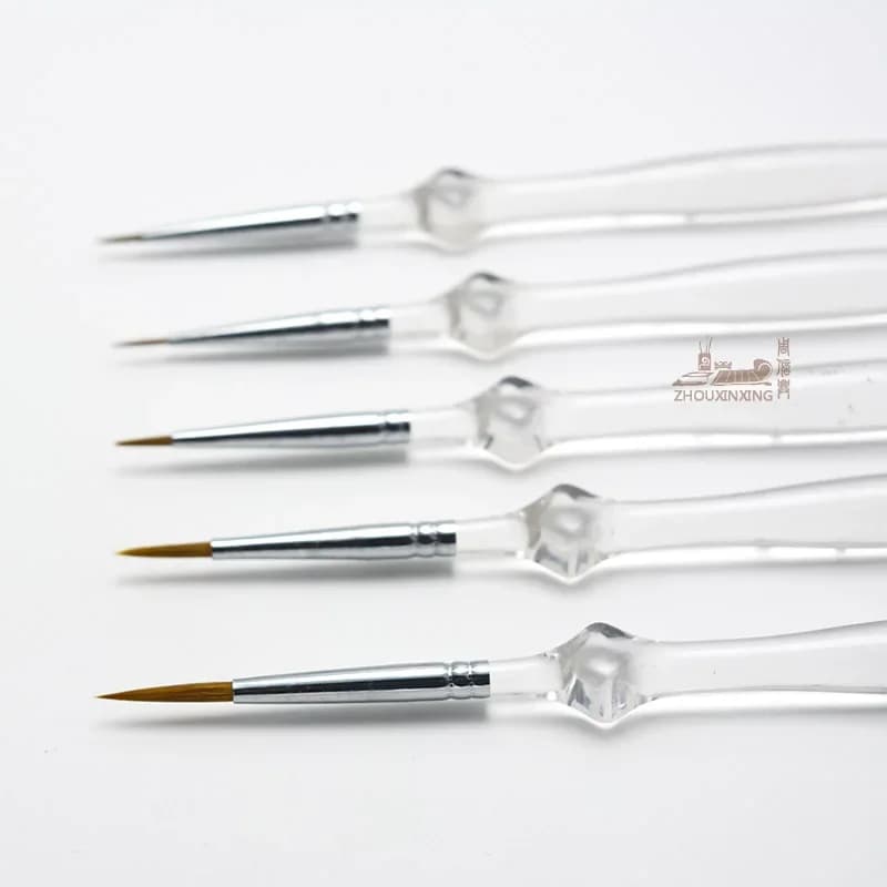 6pcs/Set Weasel Hair Polygonal Diamond Rhombus Organic Pole Acrylic Rod Hook Line Pen for Precision Painting And Drawing