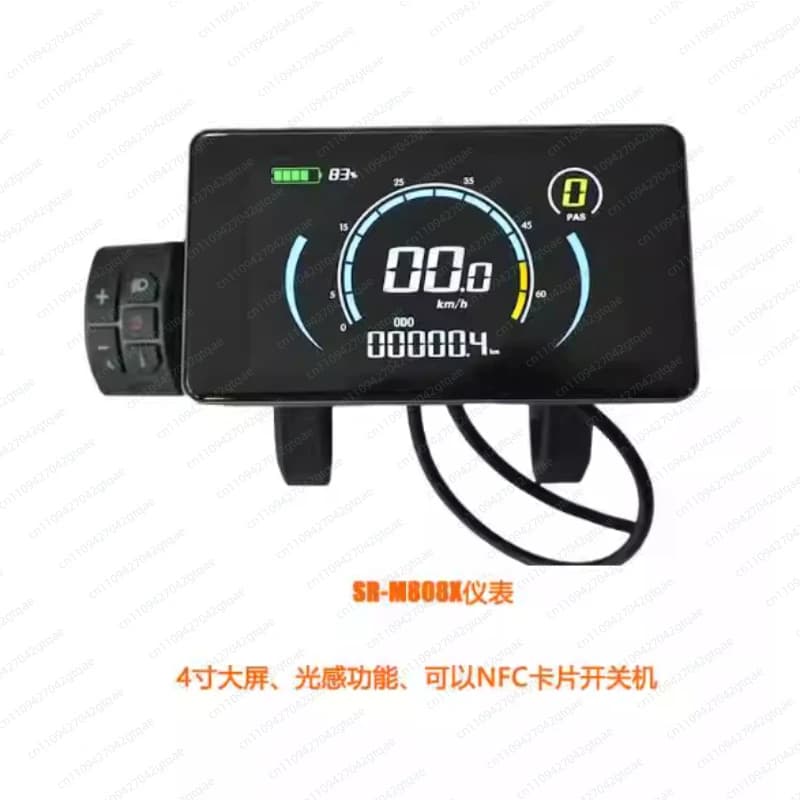 4 inch LCD display for E-Bike 24V-72V with NFC switching/off system, light sensor, 808 display, speedometer and battery indicator