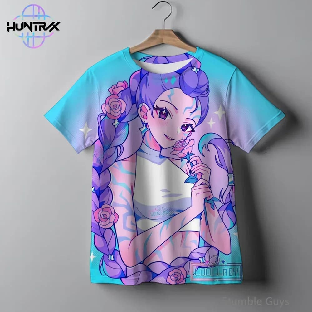 Maglietta Estiva per Bambini con Stampa 3D Anime K-POP Demon Girl Group, Asciugatura Rapida, Traspirante, Manica Corta