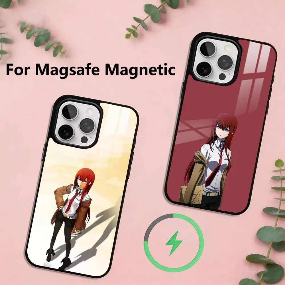 Custodia per telefono Steins Gate Kurisu Makise per iPhone 17, 16, 15, 14, 13, 12, 11 Plus, Pro, magnetica per ricarica wireless MagSafe