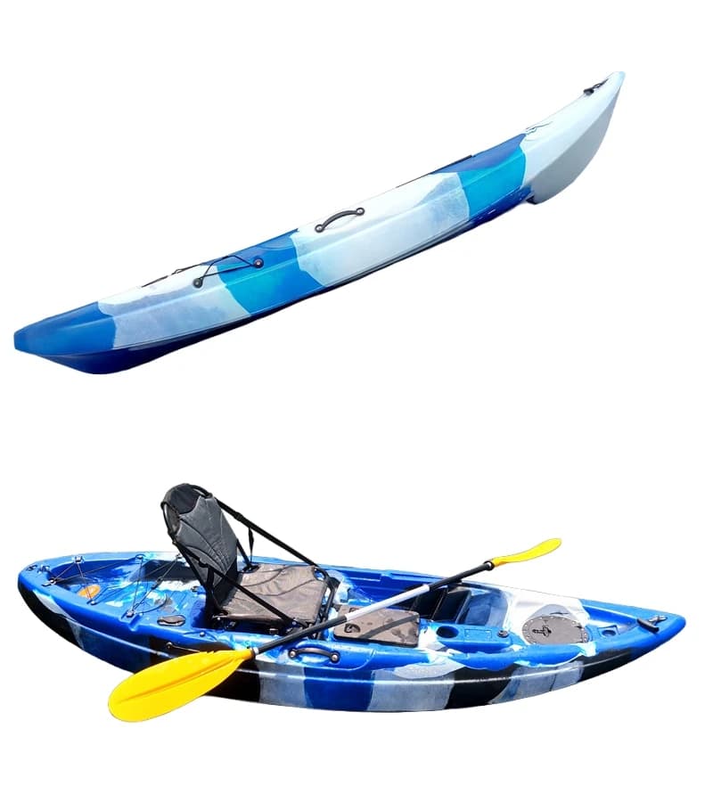 Kayak per persona singola personalizzato di nuovo arrivo con pagaia Kayak da pesca in materiale plastico duro HDPE per il tour acquatico del fiume del lago