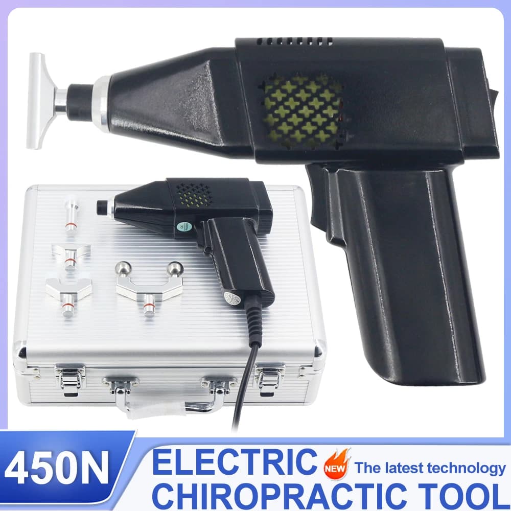 450N Electric Correction Gun Massage Spinal Adjustable Instrument Impulse New 4Heads Spine Cervical Chiropractic Adjusting Tools
