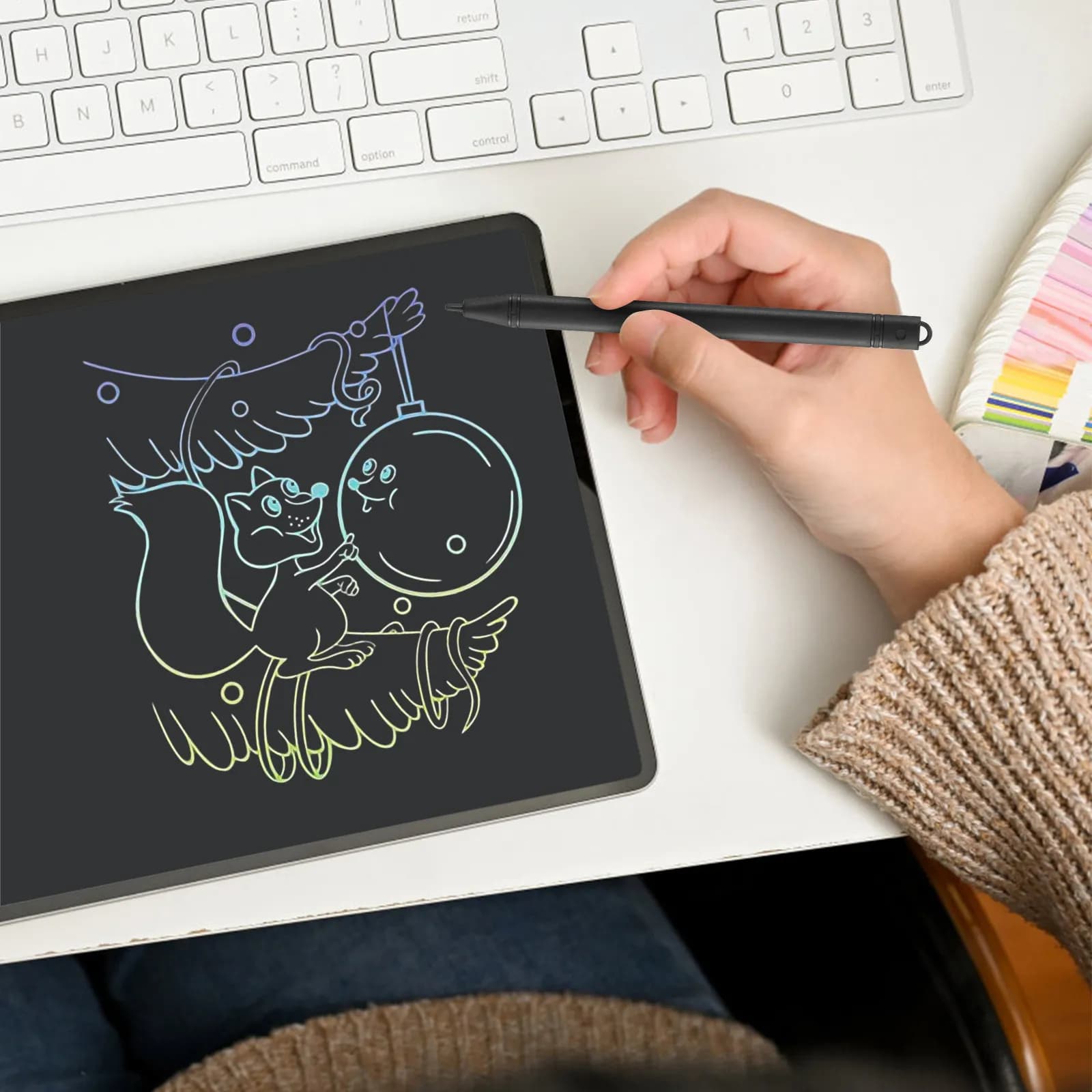 Set di 6 Penne per Tablet LCD, Strumento di Disegno per Bambini con Riconoscimento dei Colori