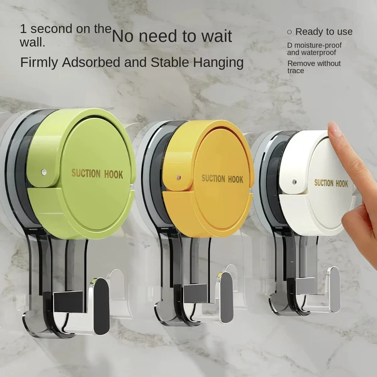 Strong Vacuum Suction Hooks Traceless No-Drilling Removable Hooks for Bath Kitchen Door Toilet Waterproof Heavy Duty Wall Hook