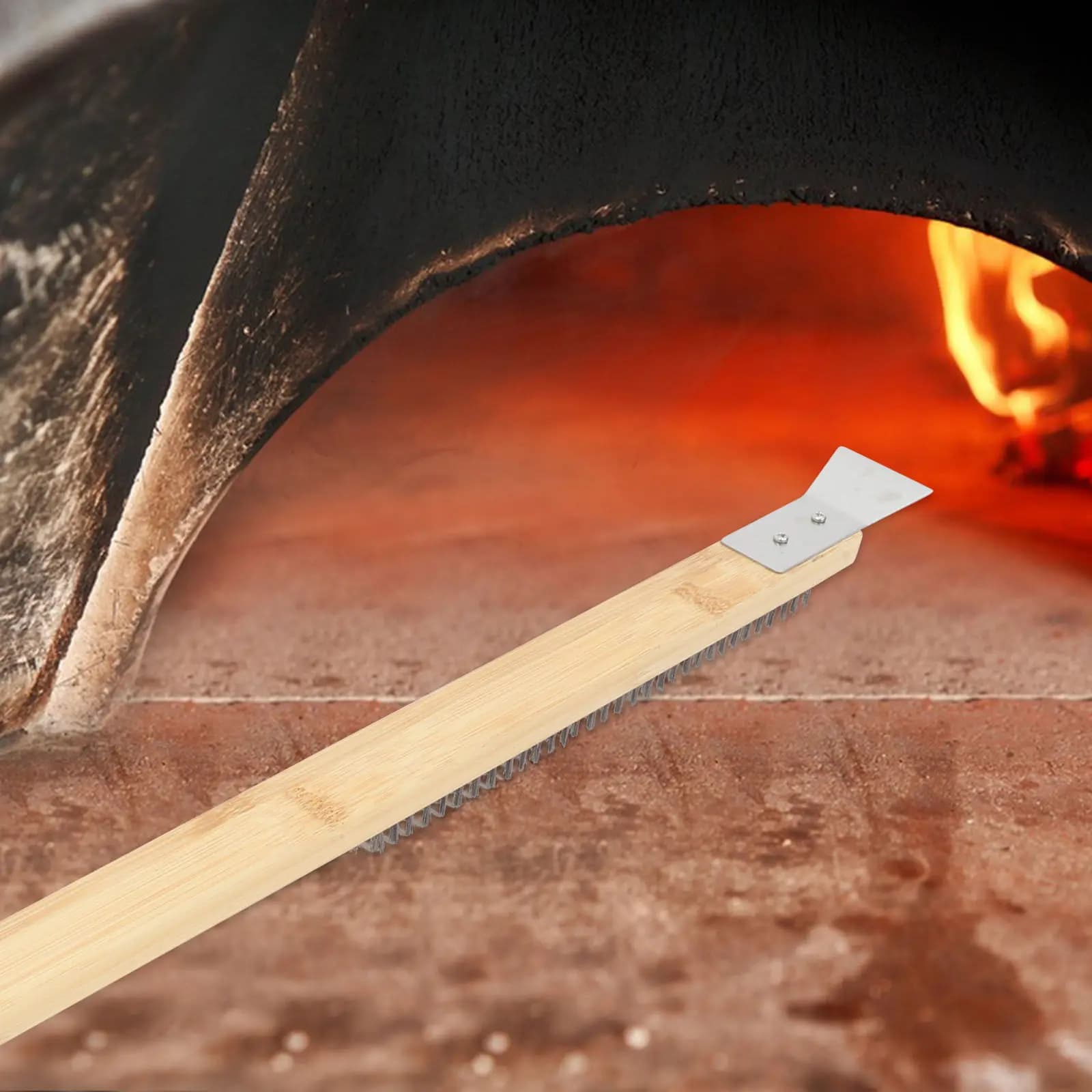 Pizza Tools Brass Brush Long Handle Scraper Dough Outdoor Accessories Homefavor Microwave Aluminum Bbq