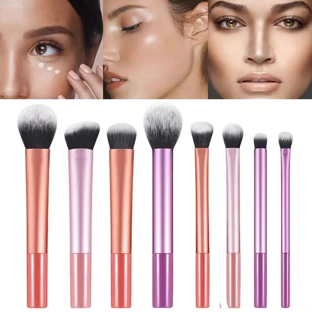 New Kit of 7 Soft Brushes for Makeup, Synthetic Seeds Easy to Clean, Umbrella Brush, Corrector Brush