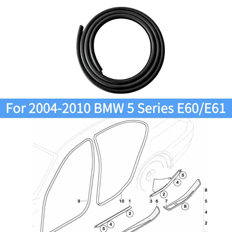 51727122433 Guarnizione in gomma per porta per 2004-2010 E60 E61 BMW 525i 528i 530i 535i 545i 550i M5Edge Protector 51727122434