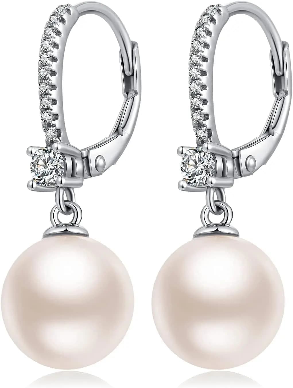 Orecchini di Perle in Argento Sterling 925 per Donna, Gioielli di Perle, Regali, Perle 8-10 mm