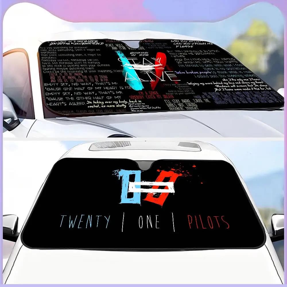 Parasole per Auto Twenty One Pilots, Protezione Solare per Parabrezza Anteriore, Deflettore Interno a Doppio Anello