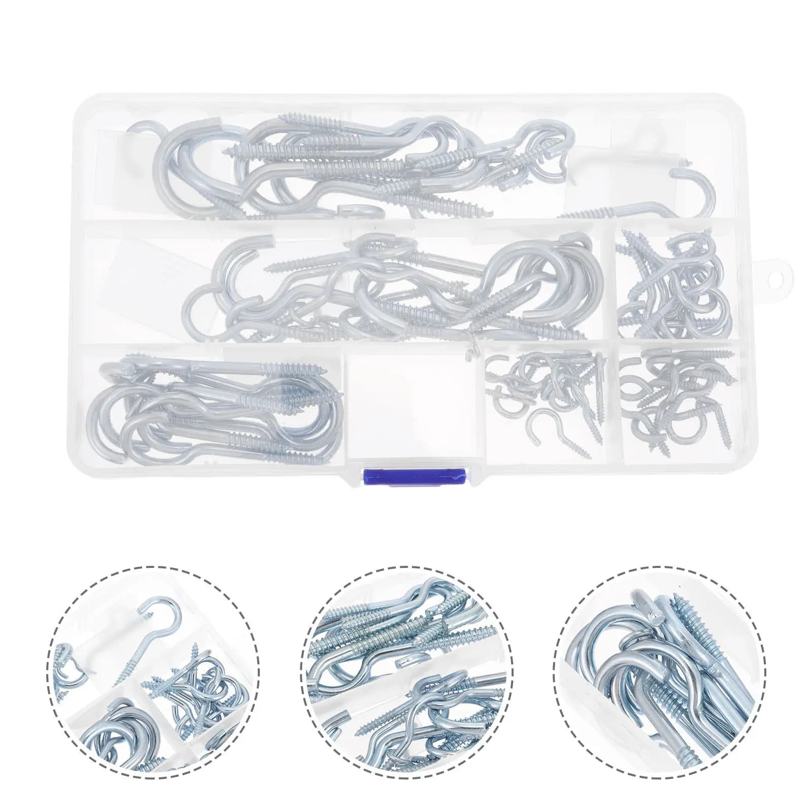 80Pcs Hanging Ring Hook Set Heavy Duty Screw Hooks Easy Install Wall Ceiling Cup Hooks Assortment Kit for Light-Duty