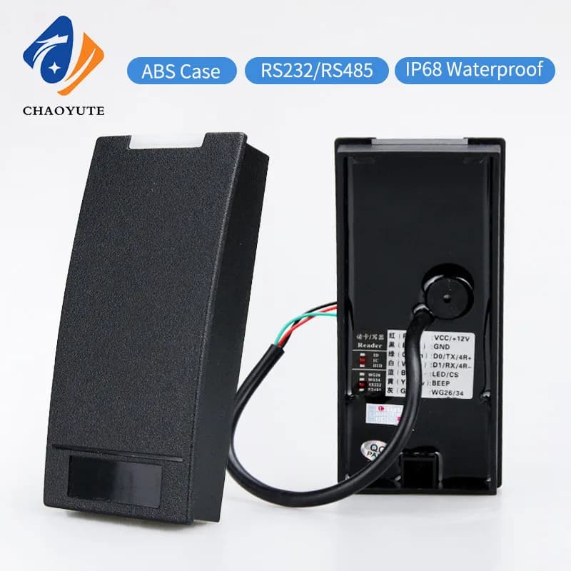 Lettore di Carte NFC 125Khz, Antiinterferenza Metallica, Guscio in ABS, DC12V/24V, 13.56Mhz, Formato RS485/RS232, Lettore per Controllo Accessi Impermeabile
